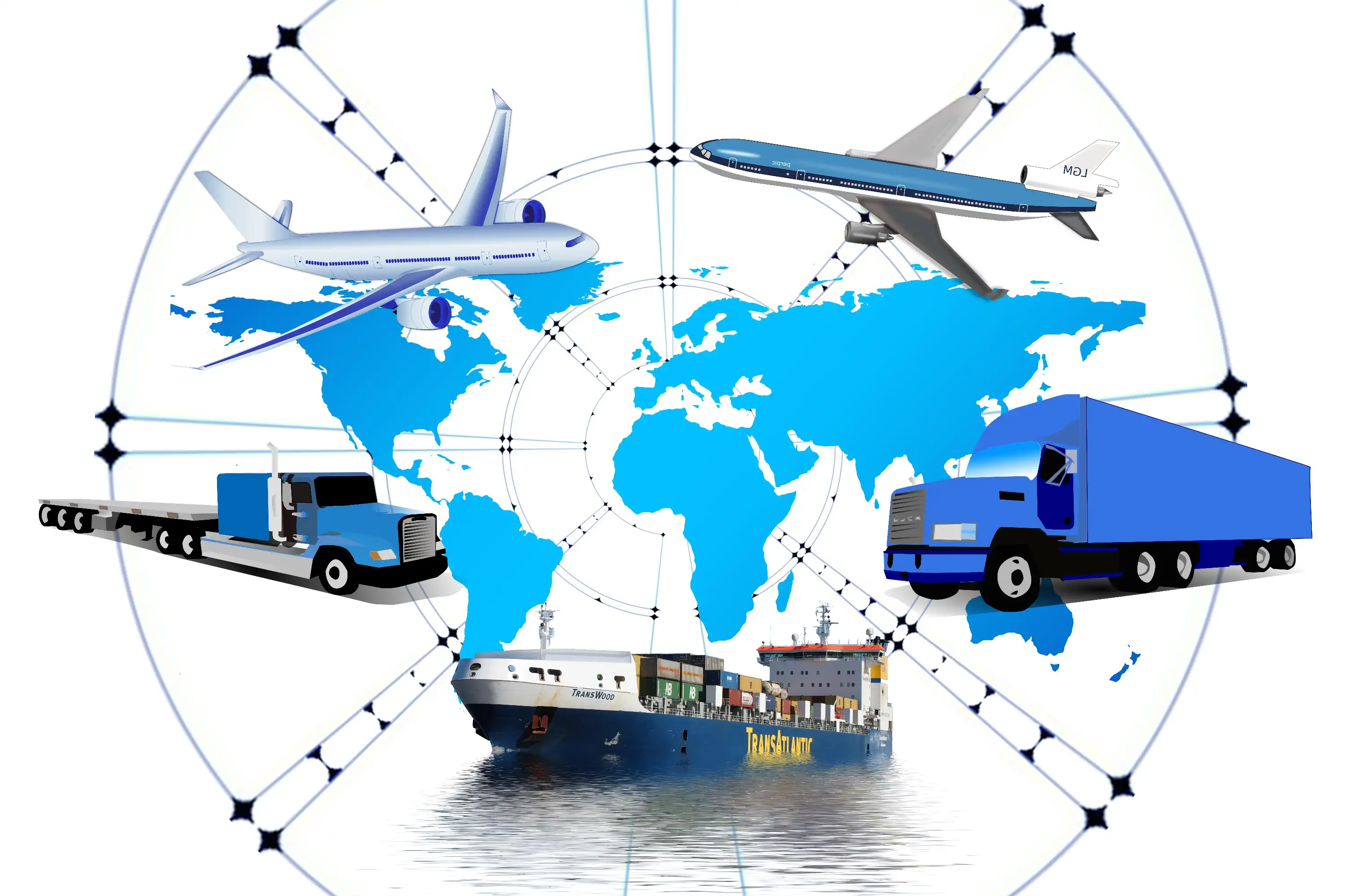 Armada logistik berjejer di area parkir